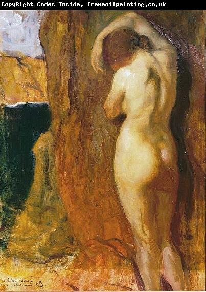 unknow artist Nude Leaning against a Rock Overlooking the Sea